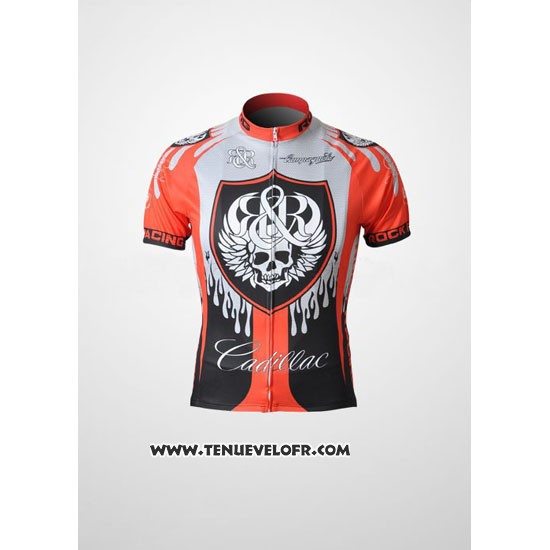 2010 Maillot Ciclismo Rock Racing Rouge et Bleu Clair Manches Courtes et Cuissard